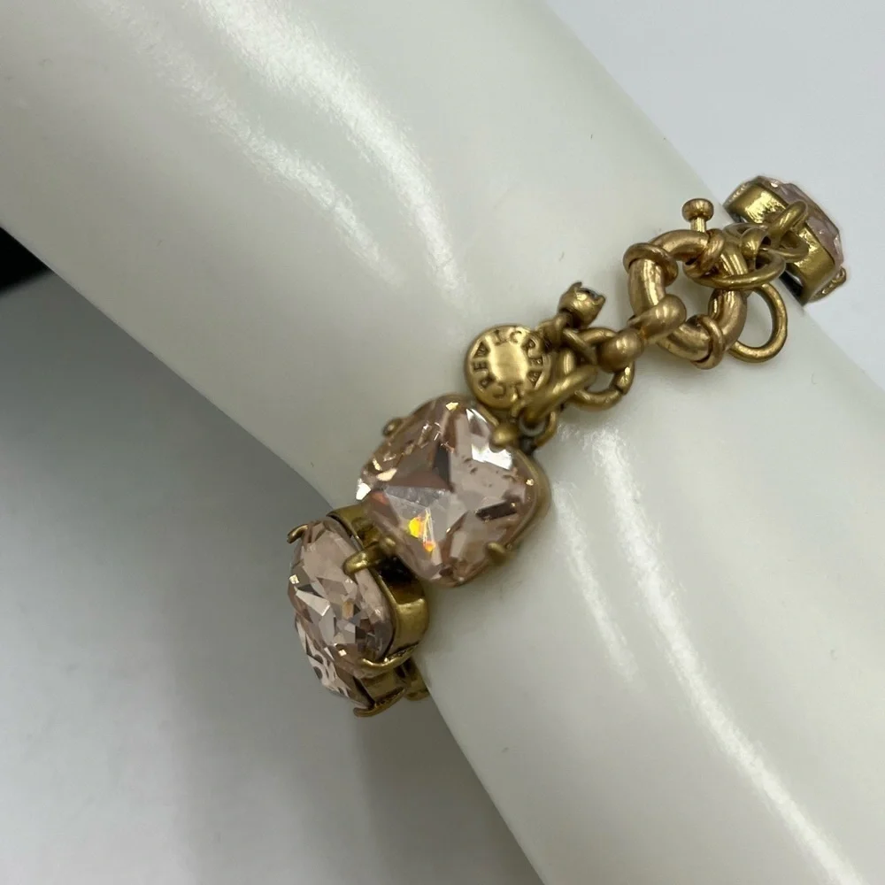 J. Crew Brass and Pretty Peach Rhinestone Gold‎ Gone Tennis Bracelet